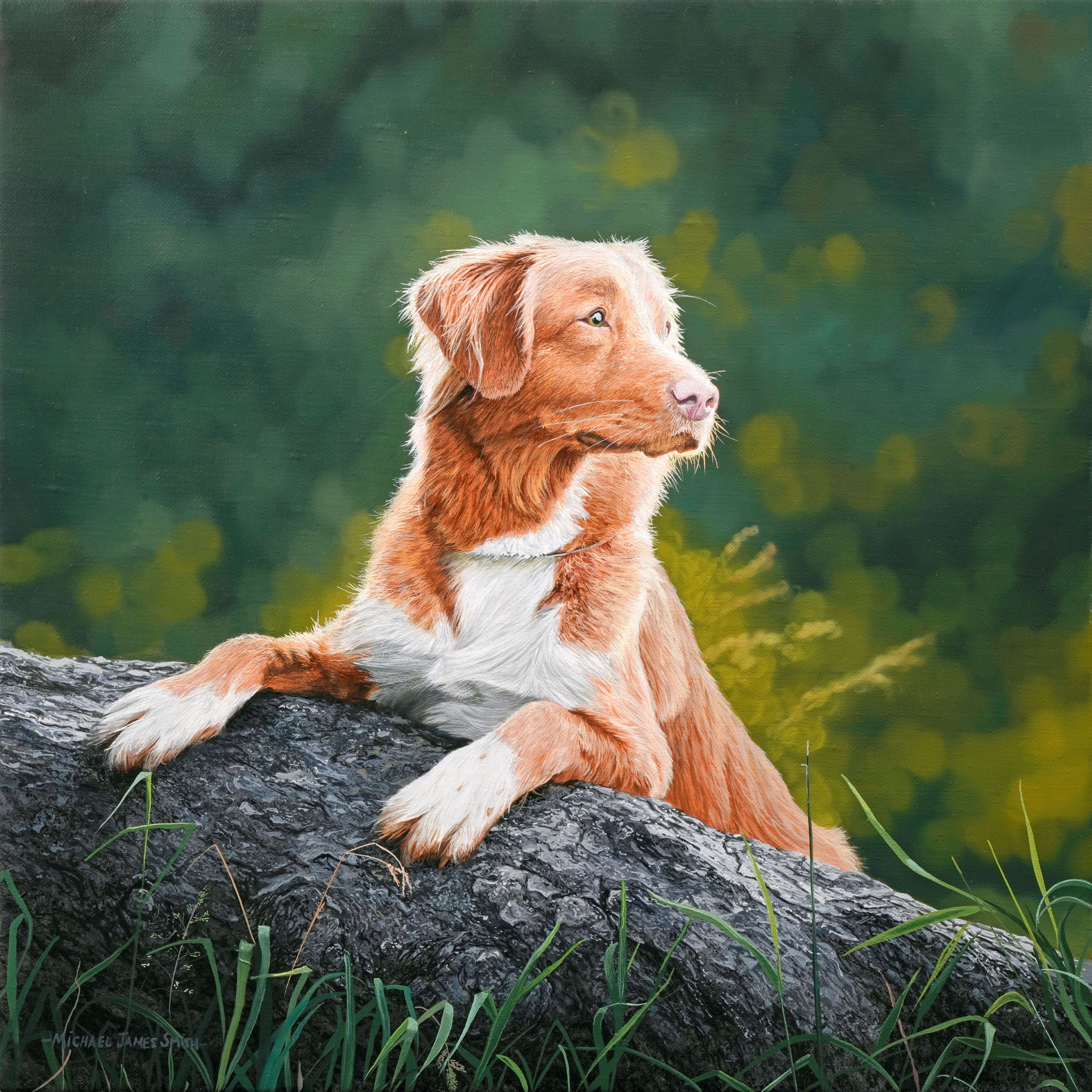 "Dog on a Log"  Original Oil Painting